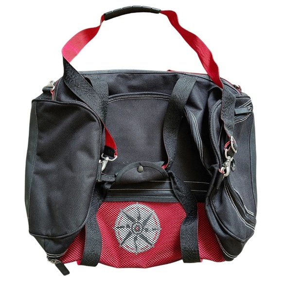 Marlboro 90s Vintage Compass Logo Black Red Promo Duffel Bag OS - Picture 1 of 14